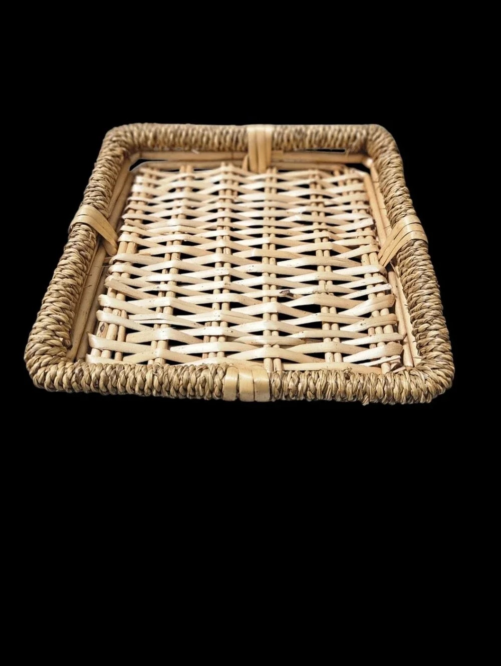 Natural Handmade Woven Straw | Wicker Rattan Square Serving Tray | Decor